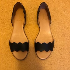 J by J. Crew Leather Scalloped Peep Toe Sandals